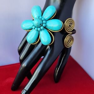 Tropical flower bracelet, handcrafted Boho Cuff Bracelet